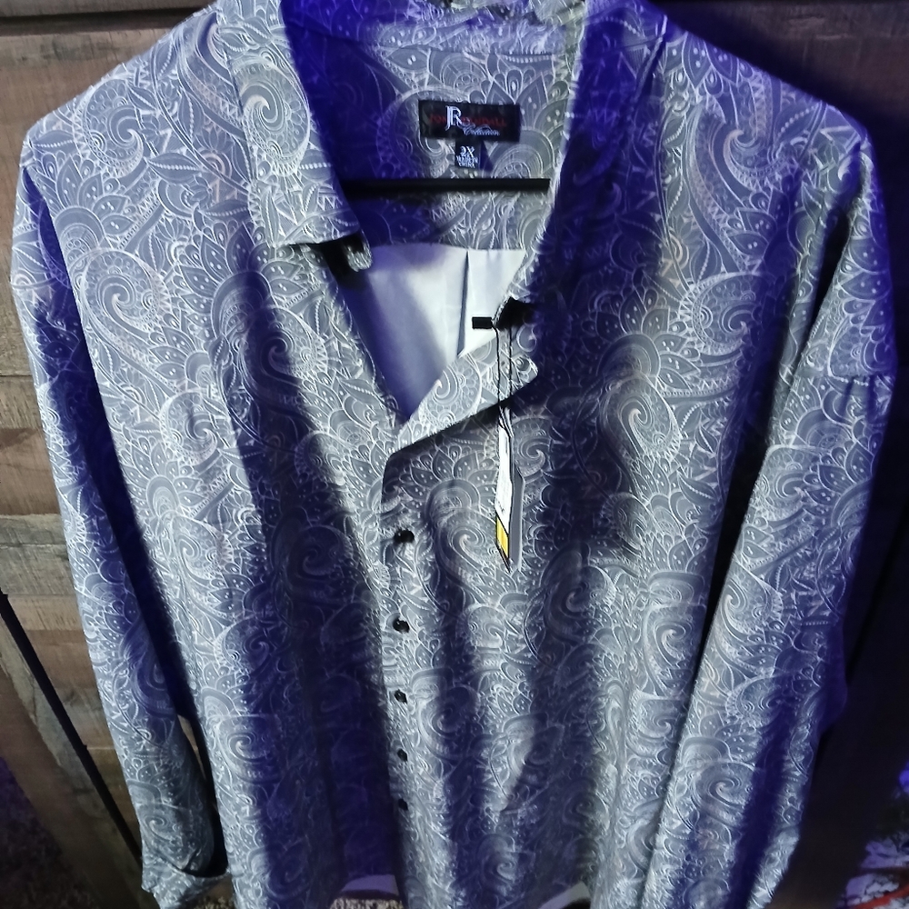 Jon Randall big and tall 2x paisley print dress shirt grey